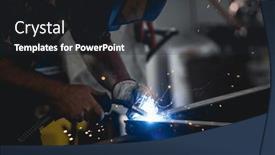  Presentation with handyman - Slide deck with handyman-performing-welding-and-grinding background and a dark gray colored foreground