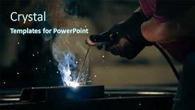  Presentation with handyman - Presentation theme with handyman-performing-welding-and-grinding background and a wine colored foreground