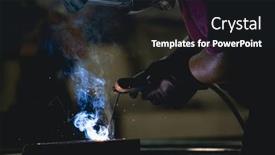  Presentation with handyman - Presentation featuring handyman-performing-welding-and-grinding background and a wine colored foreground