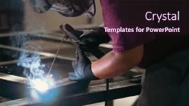  Presentation with handyman - Slide set consisting of handyman-performing-welding-and-grinding background and a wine colored foreground