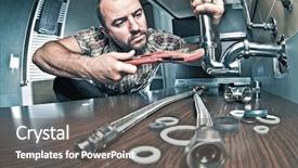  Presentation with work the word in your life - Audience pleasing presentation consisting of handyman service - portrait of plumber at work backdrop and a  colored foreground