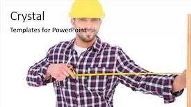  Presentation with tape measure - Beautiful theme featuring handyman using measure tape backdrop and a white colored foreground