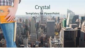  Presentation with handyman - Cool new theme with handyman wearing tool belt against new york backdrop and a sky blue colored foreground