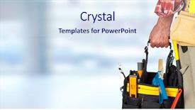  Presentation with sterilization tool - Cool new presentation theme with handyman with a tool bag backdrop and a sky blue colored foreground