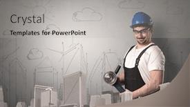 Presentation with handyman - Amazing theme having handyman-with-tool backdrop and a light gray colored foreground