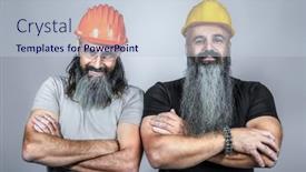  Presentation with hat - PPT theme with handymans-with-hard-hat background and a lemonade colored foreground