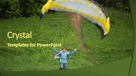  Presentation with parachute - Audience pleasing slide set consisting of boy runs from hill with parachute backdrop and a tawny brown colored foreground