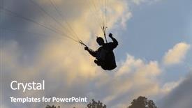  Presentation with sun blue sky and ocean - Slides having paraglider soars in the sky at sunset background and a gray colored foreground