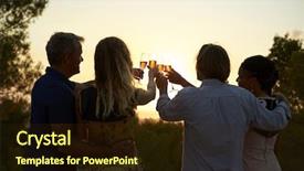  Presentation with low back - Colorful theme enhanced with hang low - two couples on a rooftop backdrop and a wine colored foreground