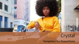  Presentation with black woman - Colorful PPT theme enhanced with hang low - young black woman with afro backdrop and a red colored foreground