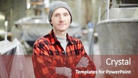  Presentation with shipbuilding - Slide set consisting of hangar or factory of shipbuilding background and a tawny brown colored foreground