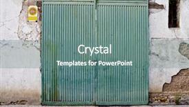  Presentation with aged - Colorful presentation theme enhanced with old metal store shutters closed - architecture details from spain aged backdrop and a ocean colored foreground