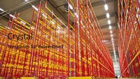  Presentation with race car a red racing - Audience pleasing slides consisting of huge warehouse inside with empty backdrop and a coral colored foreground