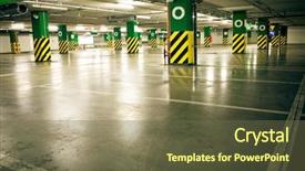  Presentation with cars - PPT theme enhanced with parking garage underground interior background and a tawny brown colored foreground