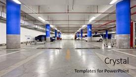  Presentation with cars - Presentation theme with parking garage underground interior background and a light gray colored foreground