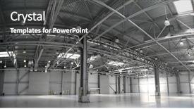  Presentation with hangar - PPT theme having steel structures - hangar warehouse panorama background and a dark gray colored foreground