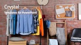  Presentation with clothes - PPT layouts with hanger stand in room background and a coral colored foreground