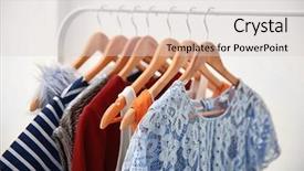  Presentation with hanging light standout - Beautiful PPT layouts featuring hangers with different female clothes backdrop and a lemonade colored foreground