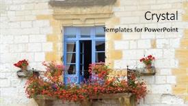  Presentation with mediterranean - Cool new theme with hanging basket flowers - beautiful mediterranean window backdrop and a soft green colored foreground