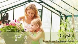  Presentation with plants growing - Cool new presentation design with hanging basket flowers - mother and daughter growing plants backdrop and a  colored foreground