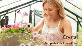  Presentation with plants growing - Presentation design enhanced with female body with the drawing arrows on it isolated on white background background and a lemonade colored foreground