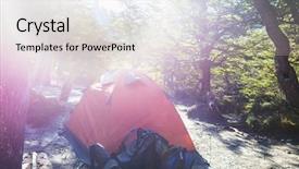  Presentation with modern trees - Presentation design enhanced with hanging between trees in green background and a light gray colored foreground