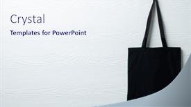  Presentation with eco bag - PPT theme with hanging-black-canvas-bag background and a sky blue colored foreground