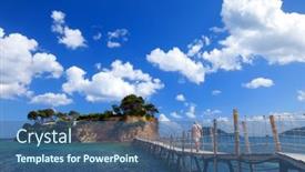  Presentation with island - PPT theme consisting of hanging-bridge-to-the-island background and a ocean colored foreground