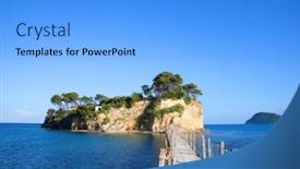  Presentation with island - Slide deck enhanced with hanging-bridge-to-the-island background and a light blue colored foreground