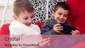  Presentation with free - Cool new slide set with hanging chair spending their free backdrop and a  colored foreground