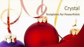  Presentation with white christmas - Presentation theme having hanging christmas decoration on white background and a  colored foreground