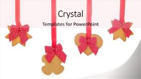  Presentation with cookies christmas - Beautiful PPT layouts featuring hanging christmas ginger bread cookies with ribbons and bows backdrop and a lemonade colored foreground