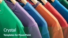  Presentation with t shirt on hanger design - Slide deck having hanging clothesline - colorful t-shirts on the hanger background and a ocean colored foreground