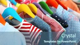  Presentation with clothing - Cool new slide set with hanging clothing - clothes for kids on hangers backdrop and a ocean colored foreground