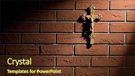  Presentation with crucifix - Presentation theme enhanced with hanging death - crucifix with jesus on brick background and a tawny brown colored foreground