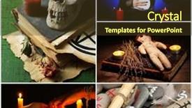  Presentation with magic leap - PPT theme featuring hanging death - dark magic and witch collage background and a tawny brown colored foreground