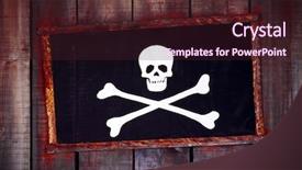  Presentation with pirate - Amazing slide deck having hanging death - framed pirate flag hanged backdrop and a wine colored foreground