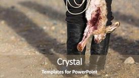  Presentation with hunting - Theme enhanced with hanging death - hunter holding a hunting trophy background and a coral colored foreground