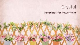  Presentation with flower pots - Presentation design with hanging-flower-pots-with-fence background and a lemonade colored foreground