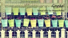  Presentation with flower pots - Colorful PPT theme enhanced with hanging flower pots with fence backdrop and a mint green colored foreground