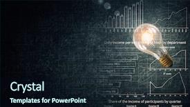  Presentation with glowing light bulb light bulb - Amazing theme having hanging from above and business backdrop and a  colored foreground