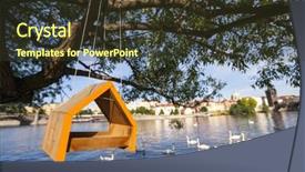  Presentation with tree river - Amazing PPT theme having hanging from tree over river backdrop and a tawny brown colored foreground