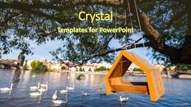  Presentation with tree river - Presentation theme featuring hanging from tree over river background and a tawny brown colored foreground