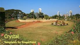  Presentation with gardens - Colorful PPT theme enhanced with hanging gardens in mumbai park backdrop and a tawny brown colored foreground