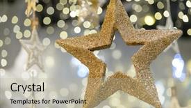  Presentation with golden christmas - Slide set featuring hanging golden star christmas decoration background and a mint green colored foreground