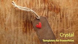  Presentation with vintage paper - Theme consisting of hanging hearts - vintage blank gift tag background and a tawny brown colored foreground