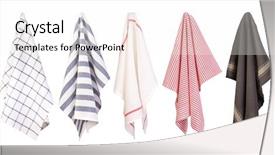  Presentation with kitchen - Cool new PPT theme with hanging kitchen towels isolated backdrop and a sky blue colored foreground