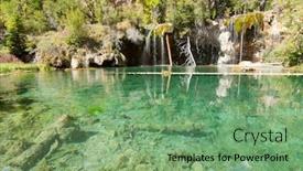  Presentation with green lake - Slides with hanging-lake-clear-green-water background and a seafoam green colored foreground