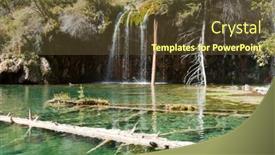  Presentation with green lake - Amazing slide deck having hanging-lake-clear-green-water backdrop and a tawny brown colored foreground