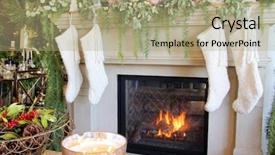  Presentation with hawaiian luau hanging decorative christmas - Beautiful PPT layouts featuring hanging on a fireplace mantle backdrop and a mint green colored foreground